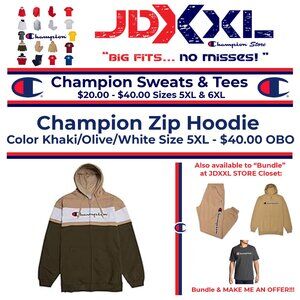 Champion Zip Hoodie - olive/white/khaki